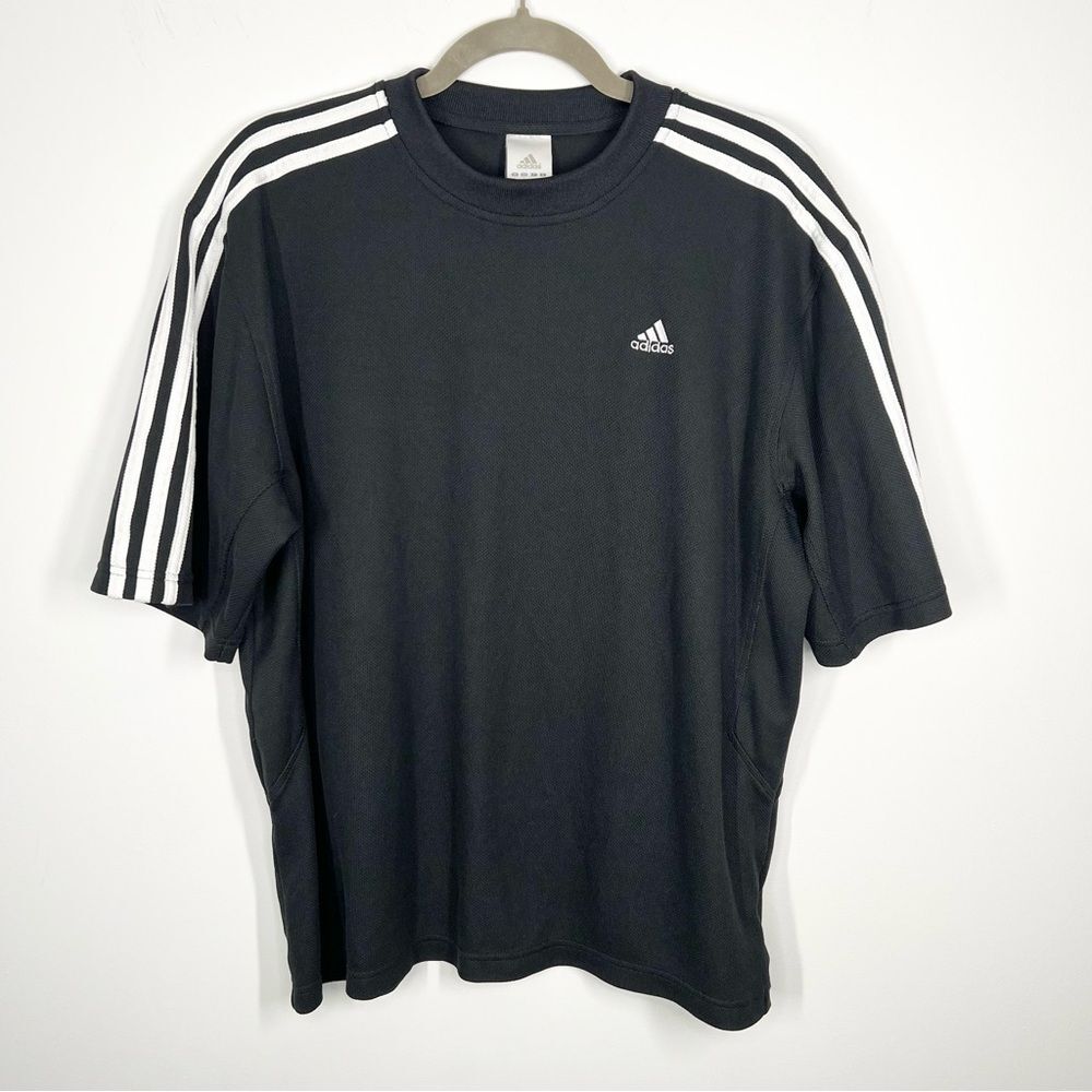 2000s Adidas Wide Sleeve Three Stripe Athletic T Shirt Large